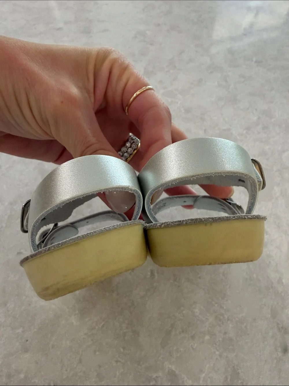 Girls Metallic Silver Buckle Sandals with Adjustable Straps